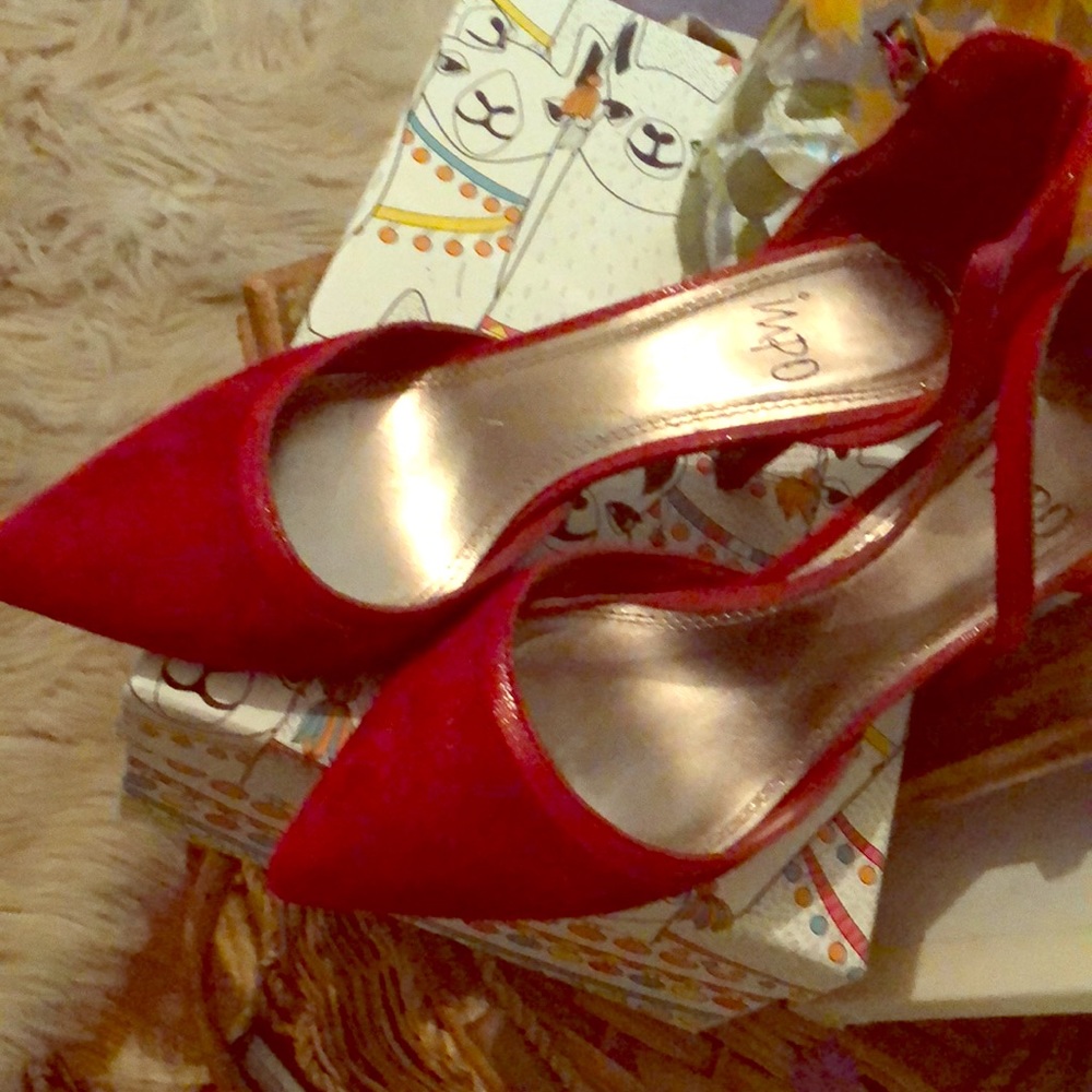 Red suede heels